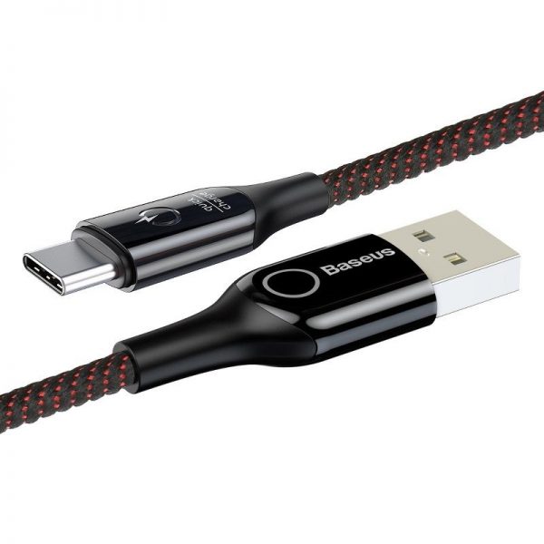 Baseus C-shaped Cable USB-C LED QC 3.0 1m (Black) distributor