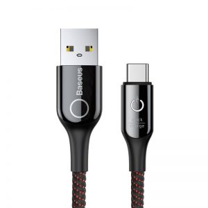 Baseus C-shaped Cable USB-C LED QC 3.0 1m (Black)