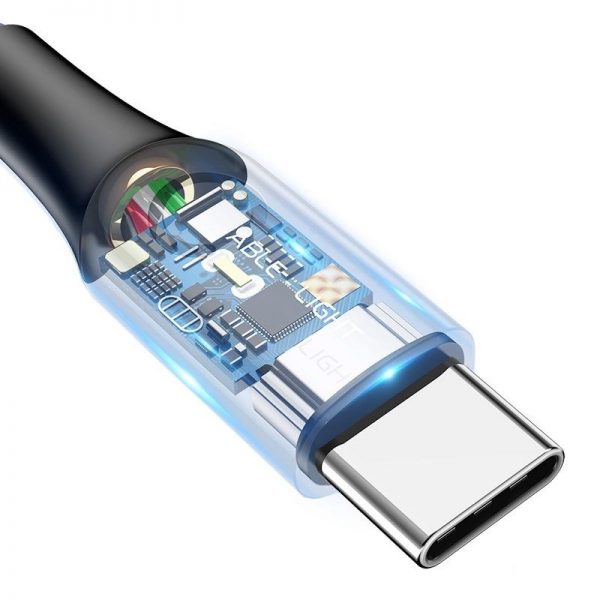 Baseus C-shaped Cable USB-C LED QC 3.0 1m (Black) sk