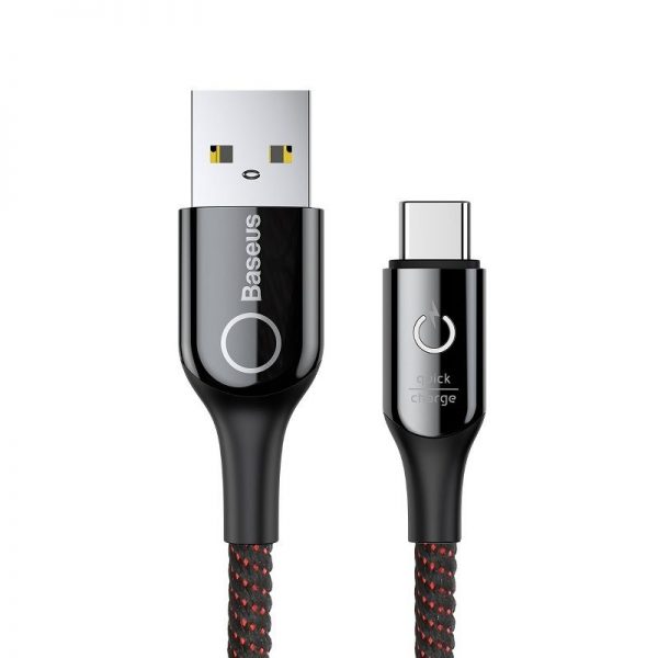 Baseus C-shaped Cable USB-C LED QC 3.0 1m (Black)