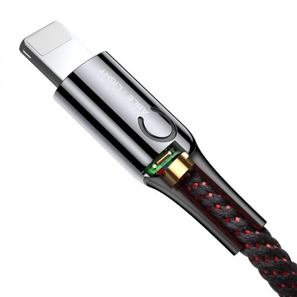 Baseus C-shaped Lightning Cable with LED Lamp 2.4A 1m (Black) navod