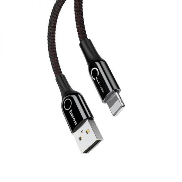 Baseus C-shaped Lightning Cable with LED Lamp 2.4A 1m (Black) distributor