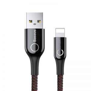 Baseus C-shaped Lightning Cable with LED Lamp 2.4A 1m (Black)