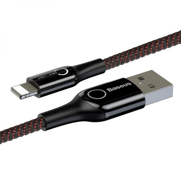 Baseus C-shaped Lightning Cable with LED Lamp 2.4A 1m (Black) sk