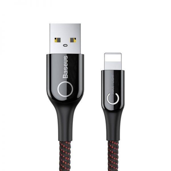 Baseus C-shaped Lightning Cable with LED Lamp 2.4A 1m (Black)