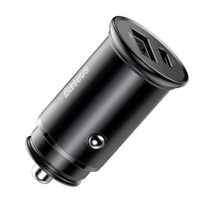 Baseus Circular Metal PPS Quick Charger Car Charger 30W Black