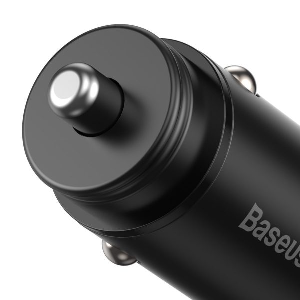 Baseus Circular Metal PPS Quick Charger Car Charger 30W Black sk