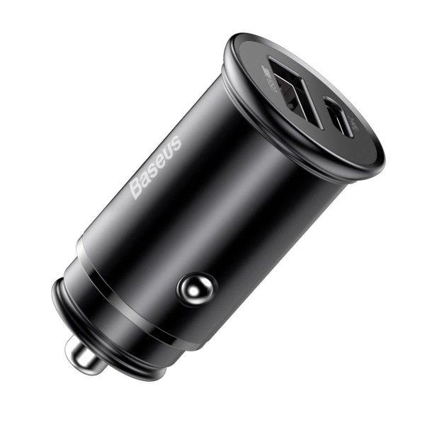 Baseus Circular Metal PPS Quick Charger Car Charger 30W Black