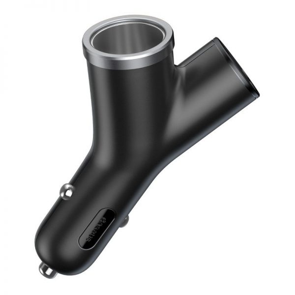 Baseus Circular Y type dual USB+cigarette lighter extended car charger 30W Dual QC3.0 (black) sk