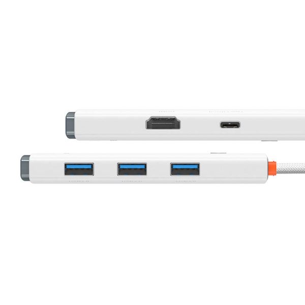 Baseus Lite Series Hub 5w1 USB-C to 3x USB 3.0 + USB-C + HDMI (white) distributor