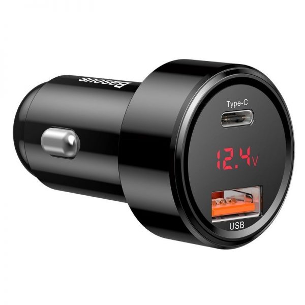 Baseus Magic Car Charger USB + USB-C QC 4.0  PD 45W (Black) cena