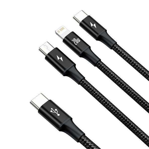 Baseus Rapid Series 3-in-1 cable USB-C For M+L+T 20W 1.5m Black cena