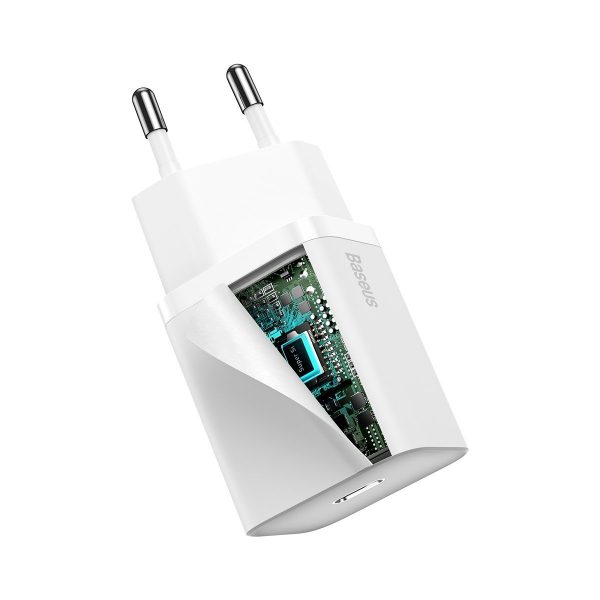 Baseus Super Si Quick Charger 1C 20W with USB-C cable for Lightning 1m (white) sk